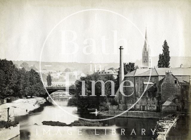 View of Town Mill from Pulteney Bridge, Bath 1873