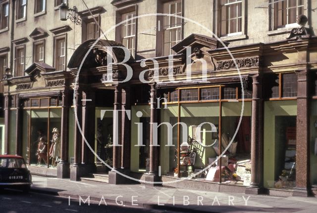 Jolly's shop front, 9 to 14, Milsom Street, Bath 1975