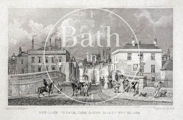 Entrance to Bath, from South Side of the Bridge 1829