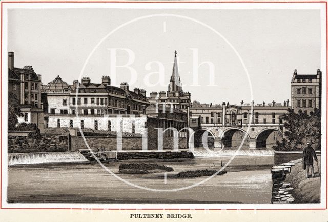 Pulteney Bridge and weir, Bath 1861