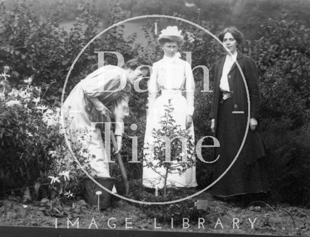 Suffragettes Jennie and Kitty Kenney and nurse E.A. Baines c.1908-1912