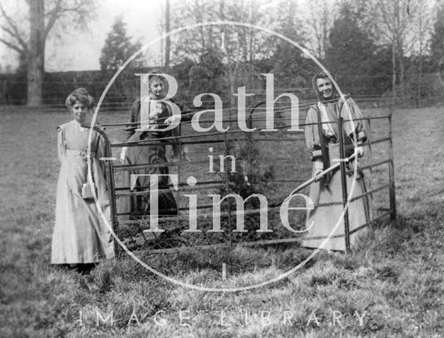 Suffragette Emmeline Pethick-Lawrence planting with Annie Kenney and Lady Constance Lytton 1909