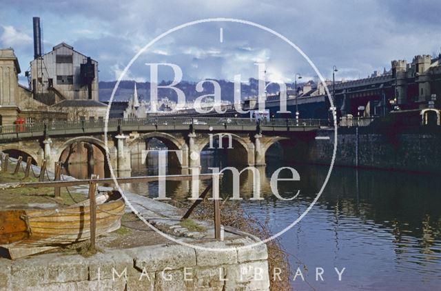 The Old Bridge from Broad Quay, Bath 1956