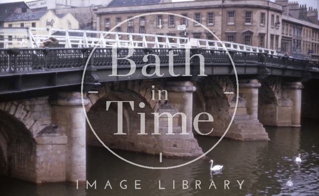 Upstream piers of the Old Bridge, Bath 1964