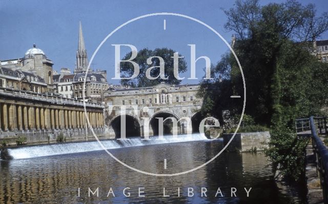 River Avon and Pulteney Bridge from towpath, Bath 1958?