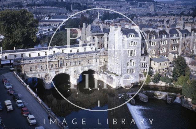 Pulteney Bridge from the Empire Hotel, Bath 1965