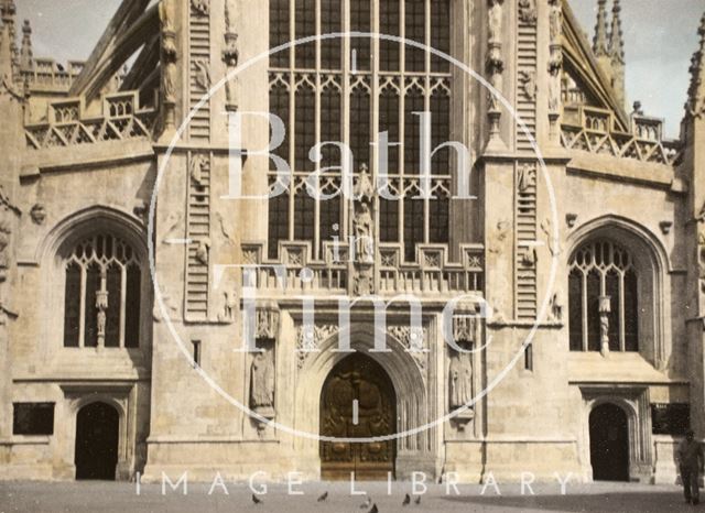 Jacob's Ladder and west door, Bath Abbey 1961