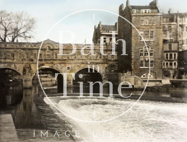 The new weir on the River Avon and Pulteney Bridge, Bath 1972