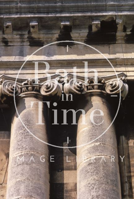 Eroded but surviving Ionic capitals, Royal Crescent, Bath 1969