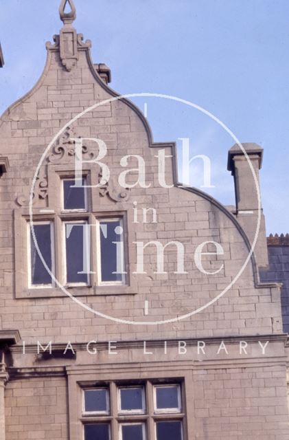 Bluecoat House gable from Sawclose, Bath 1965