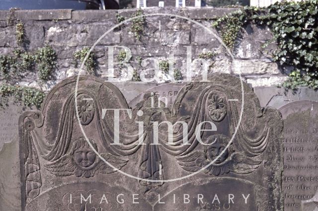 Tombstone details, Walcot Burial Ground, Bath 1985