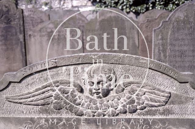 Tombstone details, Walcot Burial Ground, Bath 1985