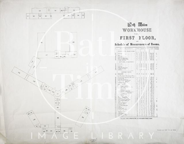 Plan of the First Floor of the Bath Union Workhouse when alterations were carried out c.1840