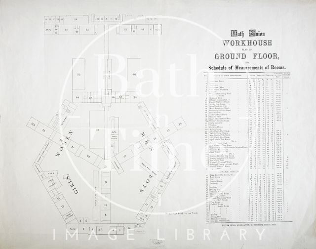 Plan of the Ground Floor of the Bath Union Workhouse when alterations were carried out c.1840