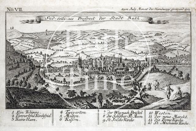 Sud-Ostliches Prospect der Stadt, Bath 1752