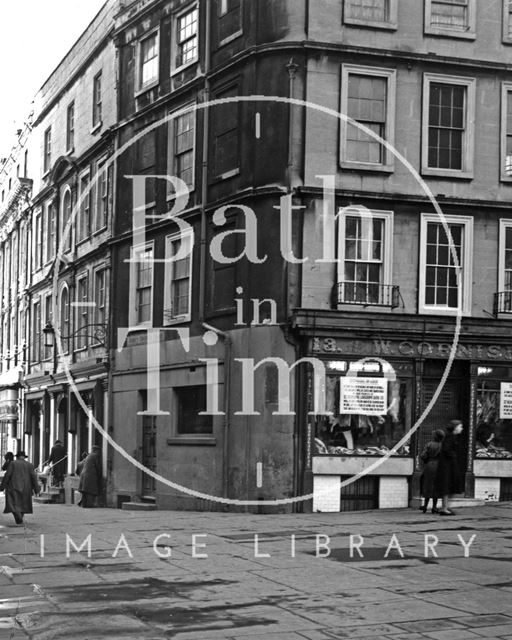 Corner of Abbey Church Yard and High Street, Bath c.1955