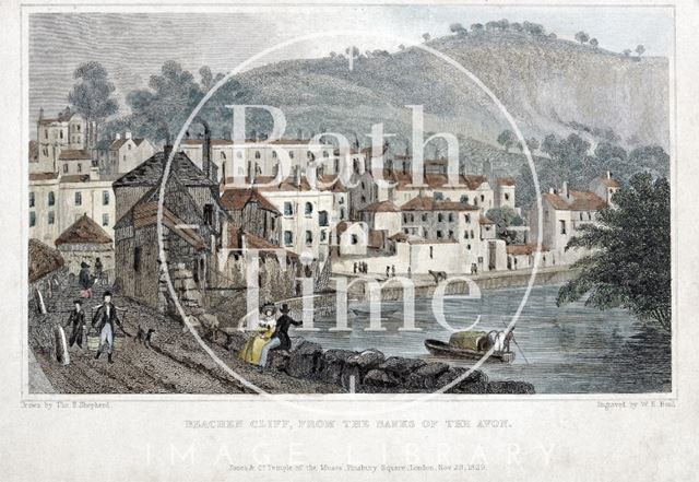 Beachen Cliff (Beechen Cliff), from the Banks of the Avon, Bath 1829