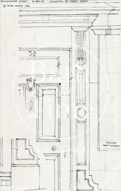 Detail of front door, 39, Claverton Street, Bath 1965