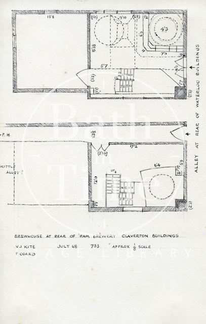 Brewhouse, rear of the Ram Brewery, 20, Claverton Buildings, Bath 1968