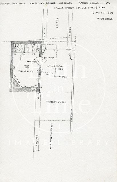 Second floor plan, former toll house, Halfpenny Bridge, Widcombe, Bath 1969