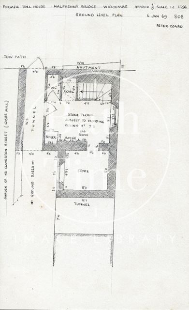 Ground floor plan, former toll house, Halfpenny Bridge, Widcombe, Bath 1969