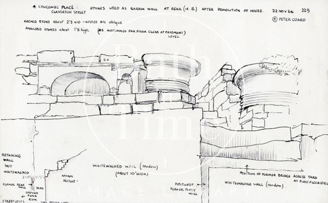 Garden wall detail, 4, Lyncombe Place, Claverton Street, Bath 1964