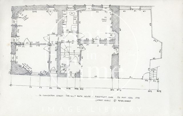 First floor plan, Cold Bath House, 26b & 26c, Claverton Street, Bath 1966