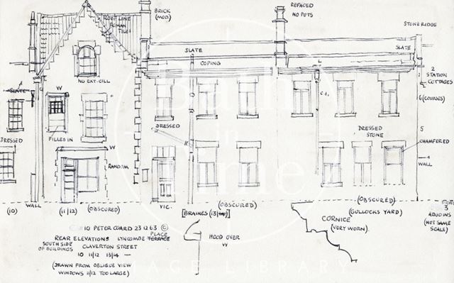 Rear of 10 to 13, Lyncombe Place, Claverton Street, Bath 1963