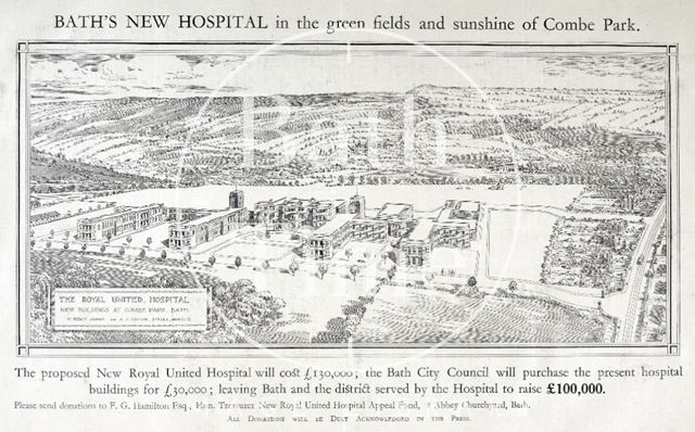 Bath's New Hospital, in the green fields and sunshine of Combe Park, Bath 1930