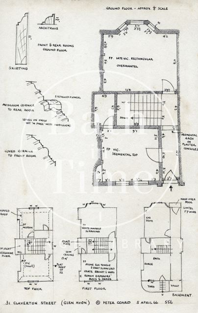 Floor plans, 31, Claverton Street, Bath (Glen Avon) 1966