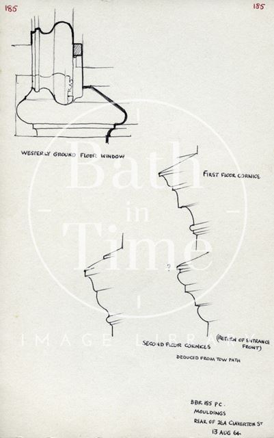 Moulding profiles, rear of 26a, Claverton Street, Bath 1964