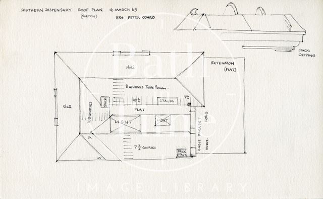 Roof plan, Southern Dispensary, Claverton Street, Bath 1969