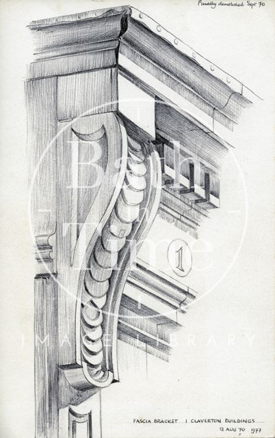 Fascia bracket detail, 1, Claverton Buildings, Bath 1970