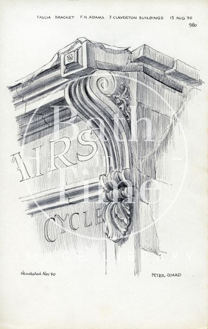 Fascia bracket, 7, Claverton Buildings, Bath 1970