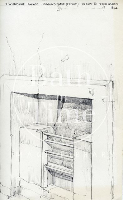 Ground floor fireplace, 2, Widcombe Parade, Bath 1973