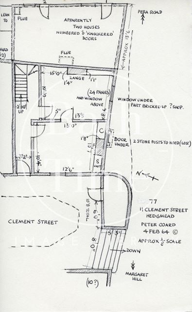Ground floor plan, 11, Clement Street, Walcot, Bath 1964