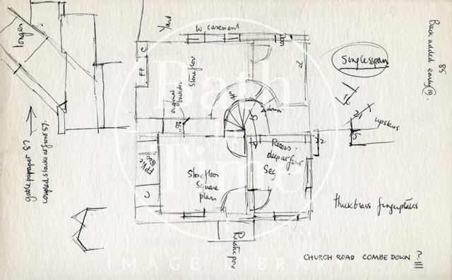 First floor plan, 85, Church Road (previously 4, De Montalt Place), Combe Down, Bath c.1972