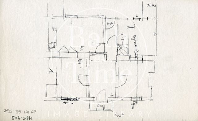 Ground floor plan, 85, Church Road (previously 4, De Montalt Place), Combe Down, Bath c.1972