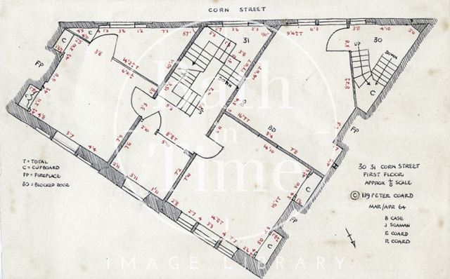 First floor plan, 30 & 31, Corn Street, Bath 1964