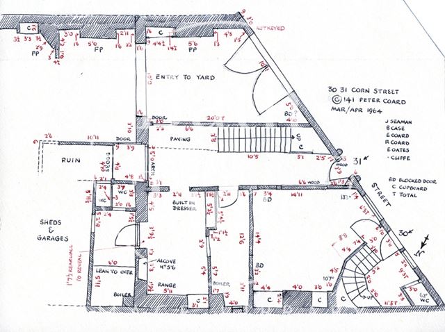 Ground floor plan, 30 & 31, Corn Street, Bath 1964