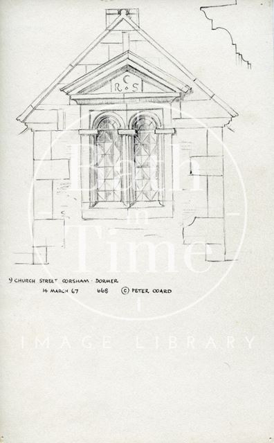 Detail of dormer, 9, Church Street, Corsham, Wiltshire 1967