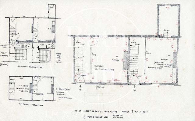 Floor plans, 12 & 13, Albert Terrace, Dolemeads, Bath 1966