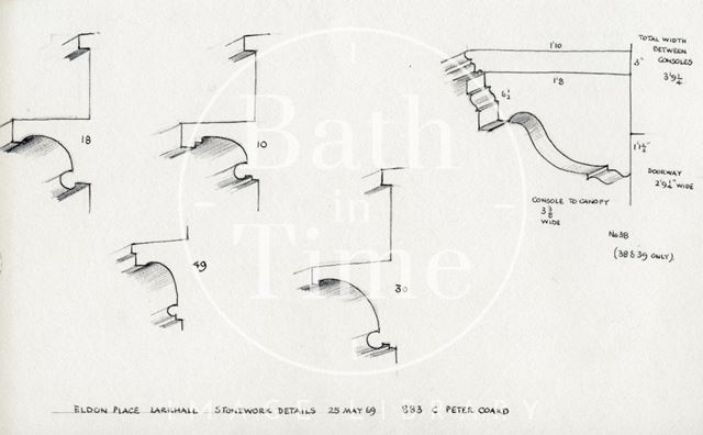 Various stonework details, Eldon Place, Larkhall, Bath 1969