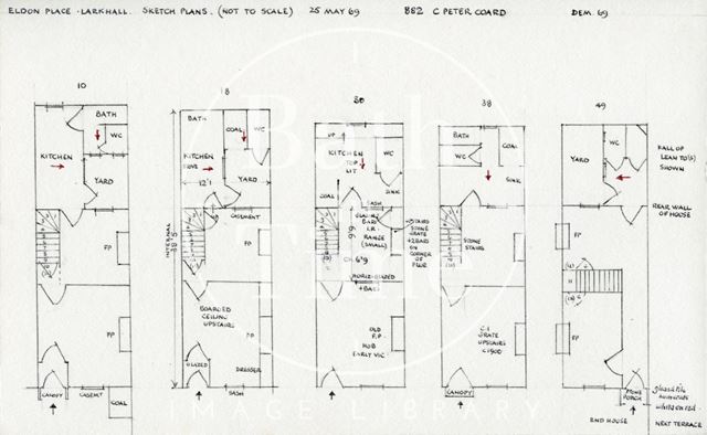 Ground floor plans, 10, 18, 30, 38 & 49, Eldon Place, Larkhall, Bath 1969