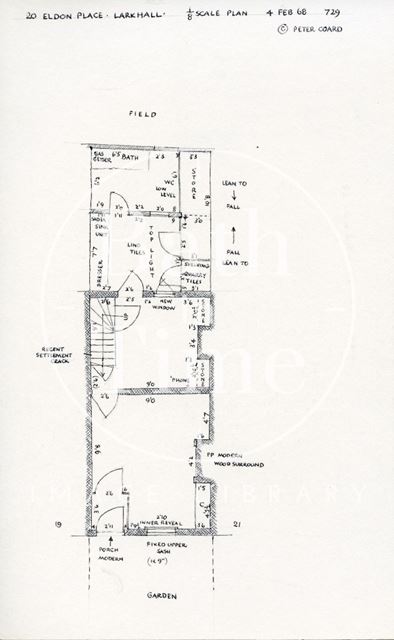 Ground floor plan, 20, Eldon Place, Larkhall, Bath 1968