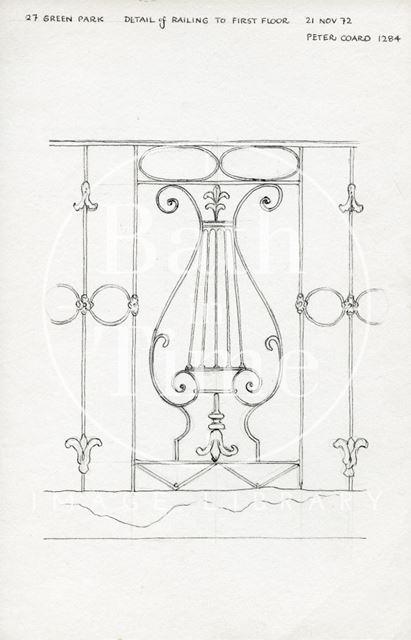 Detail of railings, 27, Green Park, Bath 1972