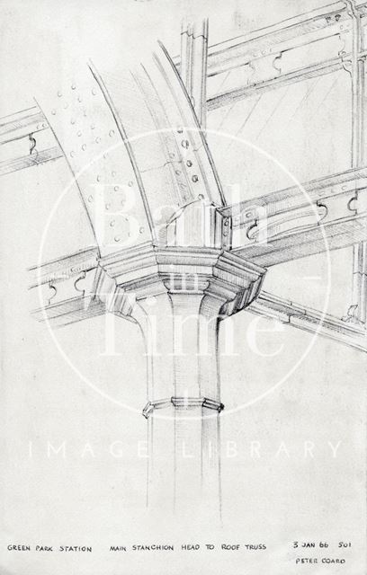 Main stanchion head to roof truss, Green Park Station, Bath 1966