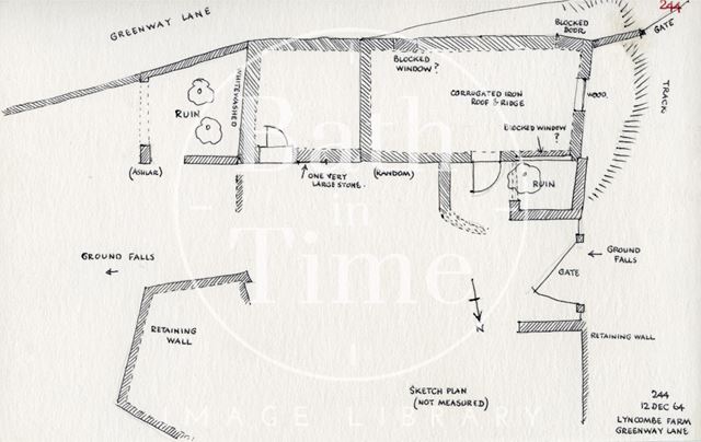 Floor plan, Lyncombe Hill Farm, Greenway Lane, Bath 1964