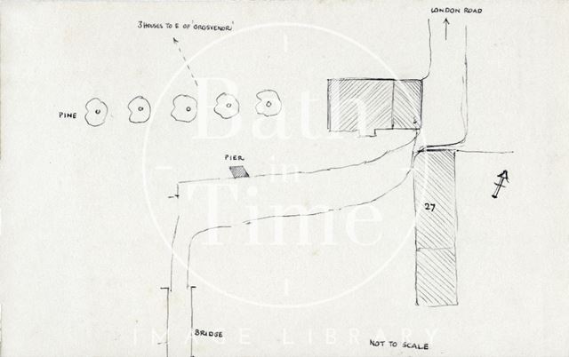 Location plan of stone pier, 34, Grosvenor Bridge Road, Bath 1965