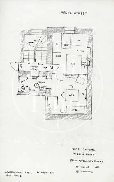 Second floor plan, 16, Grove Street, Bath 1965